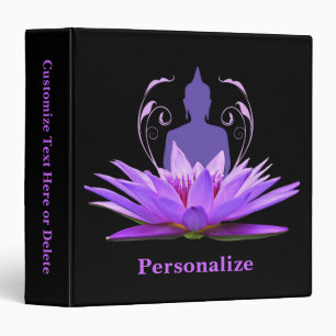 Buddha Yoga Lotus Flower Purple Personalize Album 3 Ring Binder