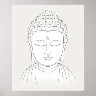 Buddha Yoga Meditation minimalist line art Poster