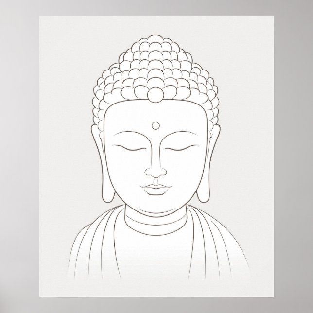 Buddha Yoga Meditation minimalist line art Poster (Front)