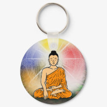 Buddha's Enlightenment & Dharma Wheel Keychain