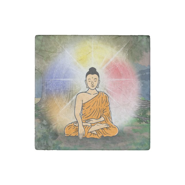 Buddha's Enlightenment & Dharma Wheel Magnet (Front)