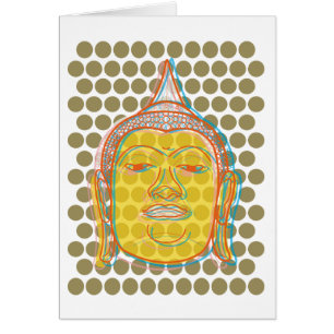 Buddha's Head Yellow Face Offset Modern Pop Dots Cards