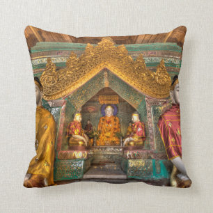 Buddhas In A Temple Throw Pillow