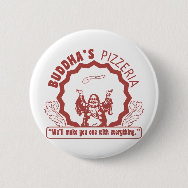 Buddha's Pizzeria Pinback Button (Front)