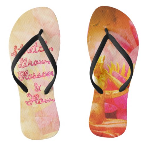 BuddhaTodayV3pnk 2  Walk in Peace Flip Flops