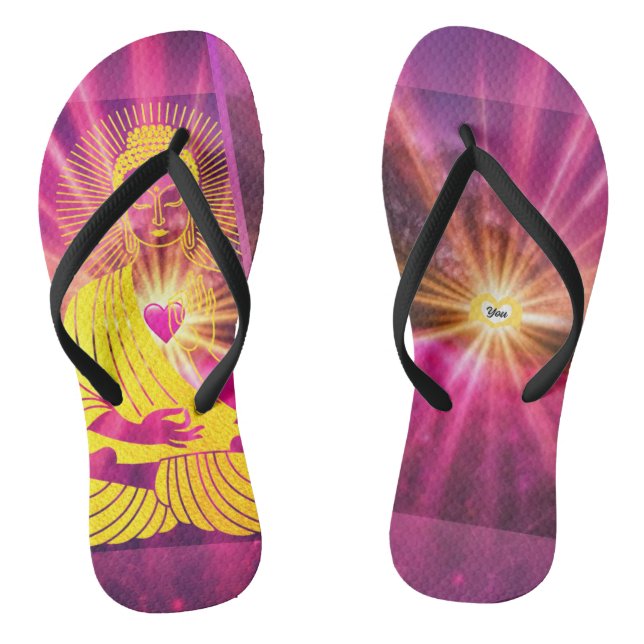 BuddhaTodayV4 #22  'Walk in Peace' Flip Flops (Footbed)