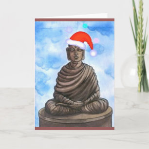 Buddhism - Buddha - Merry Christmas Hat Holiday Card