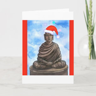 Buddhism - Buddha - Merry Christmas Hat Holiday Card