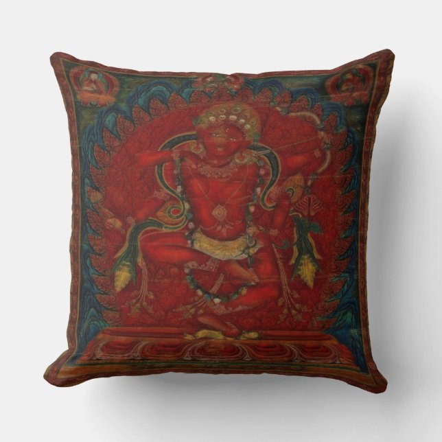 Buddhism Deity Kurukulla Throw Pillow (Front)