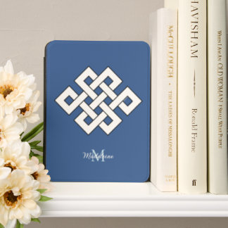 Buddhism Endless Knot White Blue  Kindle Cover