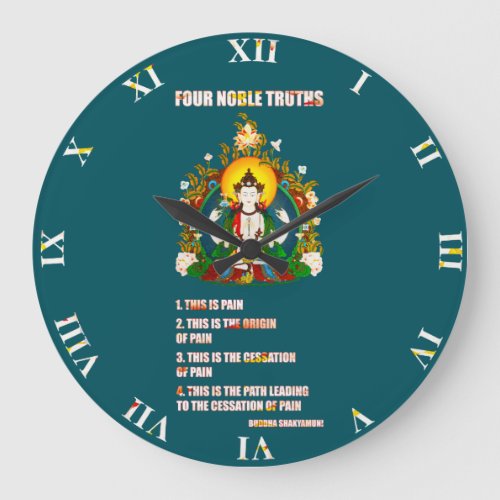 Buddhism Four Noble Truths Buddha Teachings Large Clock