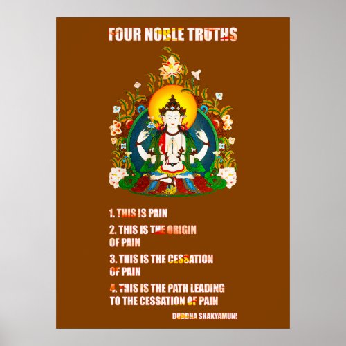 Buddhism Four Noble Truths Buddha Teachings Poster