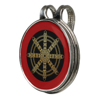 Buddhism Golden Dharma Wheel Golf Hat Clip