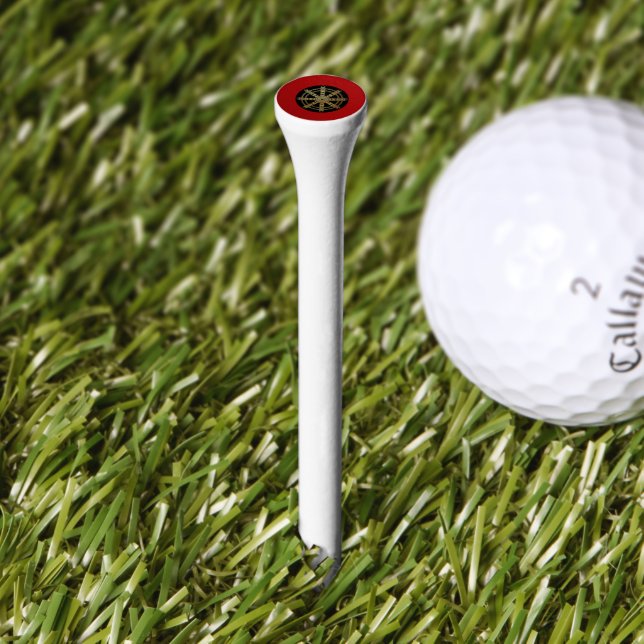 Buddhism Golden Dharma Wheel  Golf Tees (Grass)