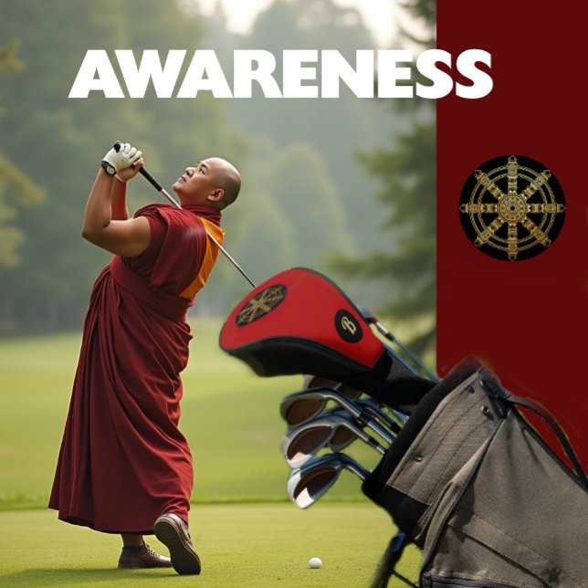  Buddhism Golden Dharma Wheel Monogram Golf Head Cover (Creator Uploaded)
