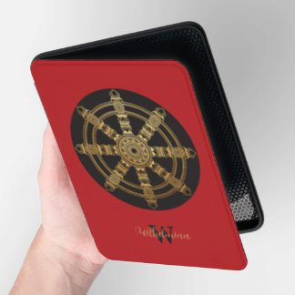 Buddhism Golden Dharma Wheel Personalized Kindle Cover