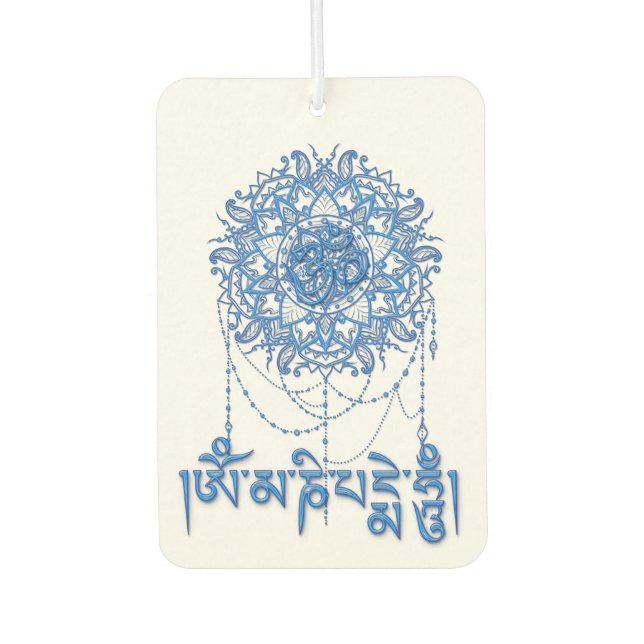 Buddhism Mani Mantra In Blue With Mandala Air Freshener (Front)