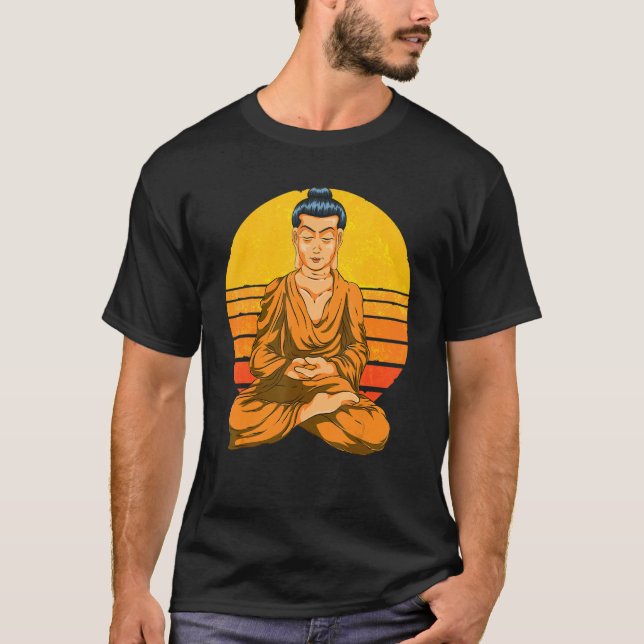 Buddhism Spiritual Meditation Buddhist Retro Sunse T-Shirt (Front)