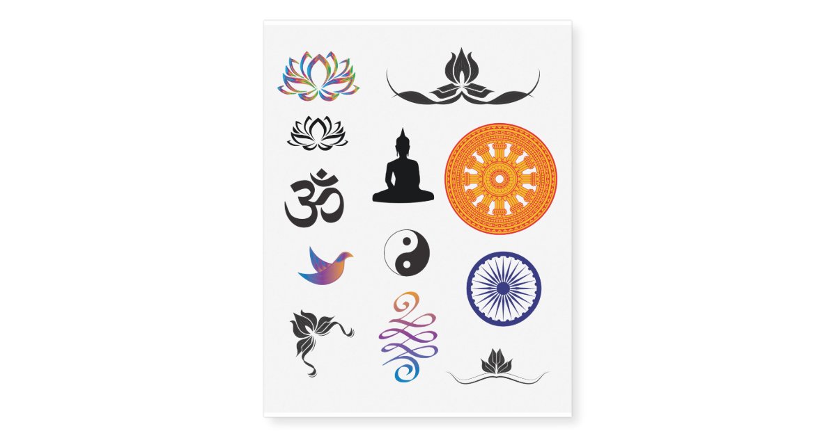Buddhist and Mindfulness Symbols Temporary Tattoos | Zazzle