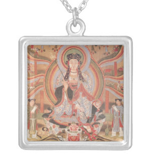 Buddhist banner silver plated necklace