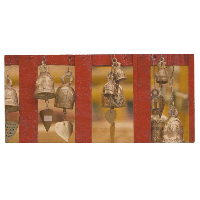 Buddhist Bells at Doi Suthep Temple Wood USB Flash Drive (Front)