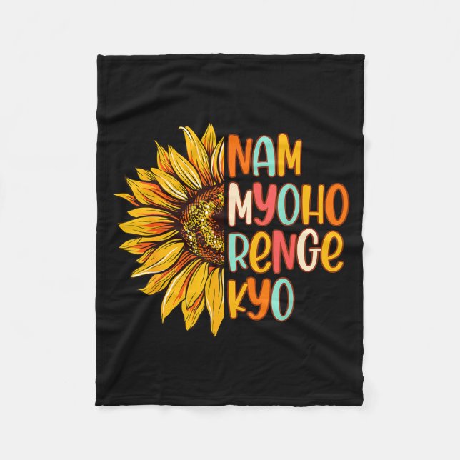 Buddhist Buddhism Sunflower Nam A Myoho Renge Kyo  Fleece Blanket (Front)