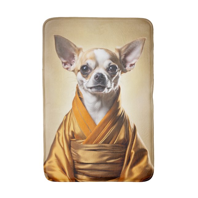Buddhist Chihuahua Bath Mat (Front Vertical)
