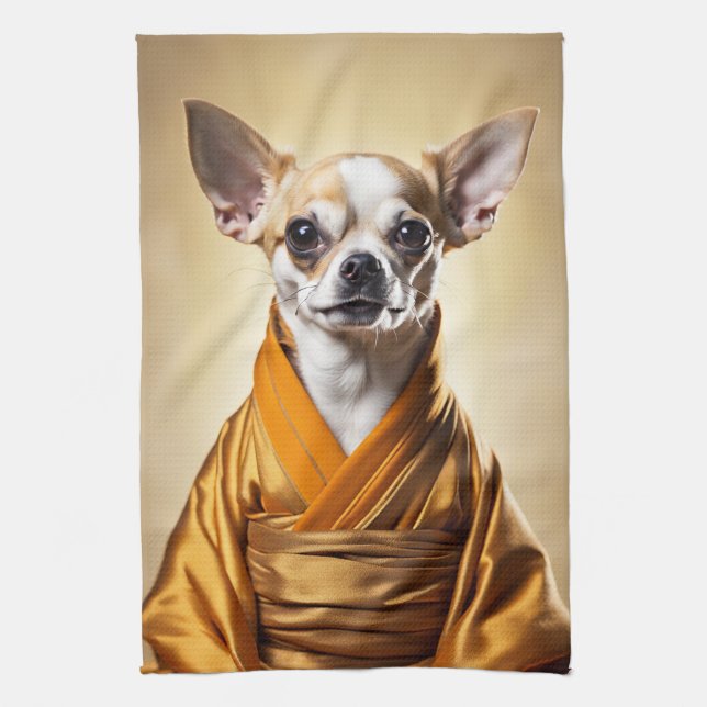 Buddhist Chihuahua Kitchen Towel (Vertical)