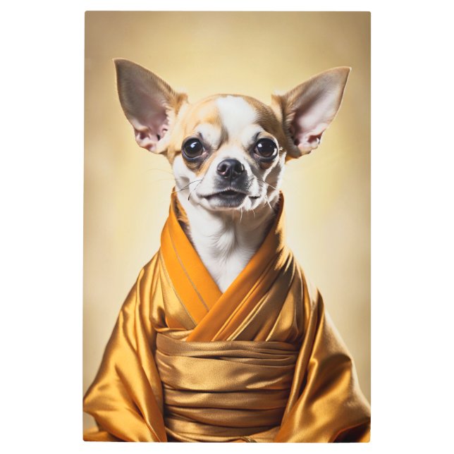 Buddhist Chihuahua Metal Print (Front)