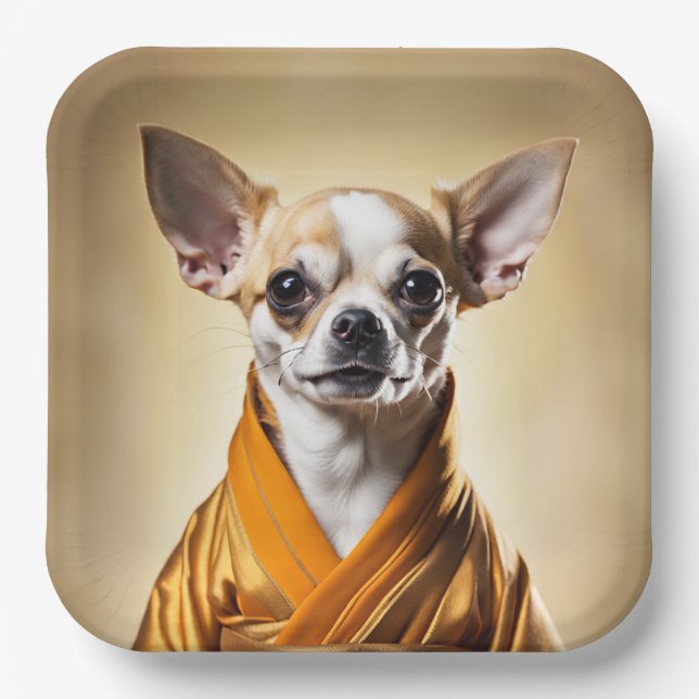 Buddhist Chihuahua Paper Plates (Front)
