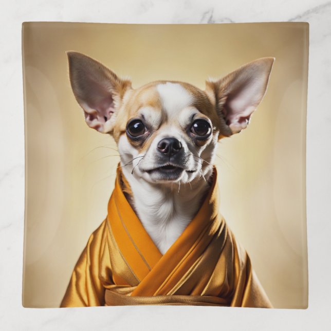 Buddhist Chihuahua Trinket Tray (Front)