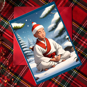Buddhist Christmas Card Anime Monk Meditation