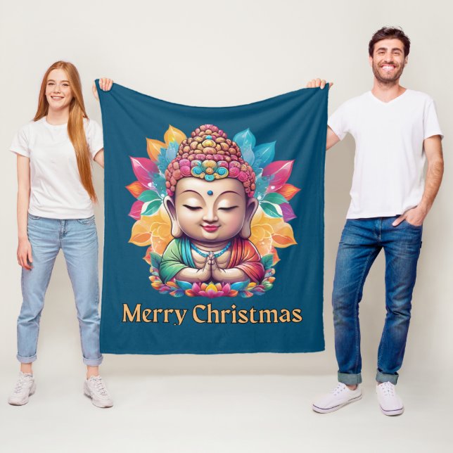 Buddhist Christmas Fleece Blanket (In Situ)