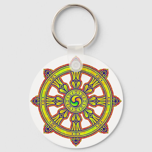 Buddhist Dharma Chakra Keychain (Front)
