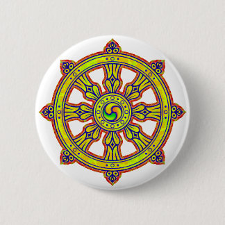 Buddhist Dharma Chakra Pinback Button