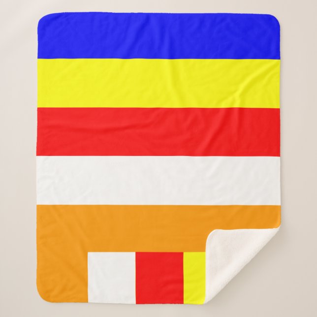 Buddhist Flag Colors Buddhism Symbolism Buddha Day Sherpa Blanket (Front)