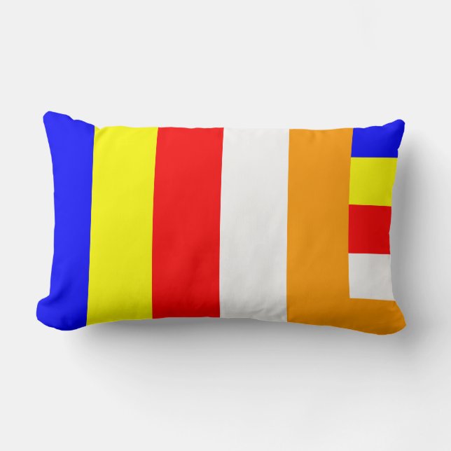Buddhist Flag Lumbar Pillow (Front)