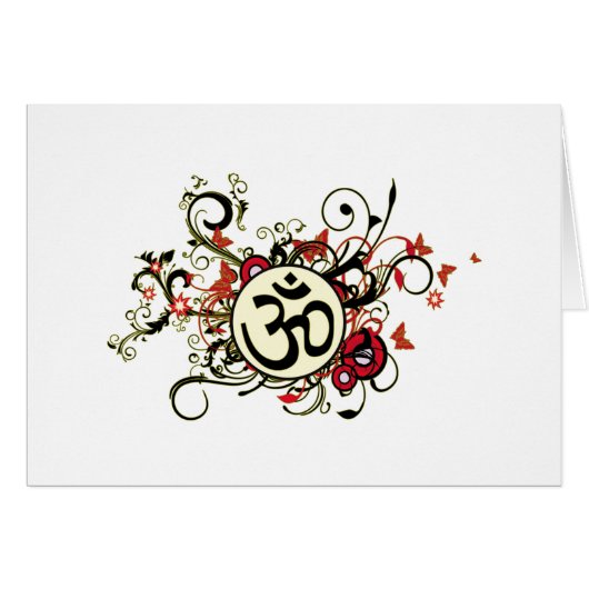 Buddhist Floral Om Cards (Front Horizontal)