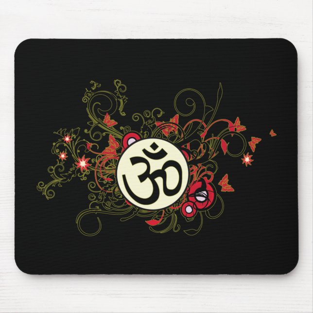 Buddhist Floral Om Mouse Pad (Front)
