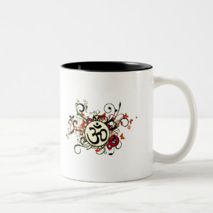Buddhist Floral Om Two-Tone Coffee Mug
