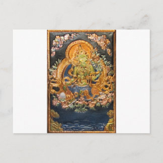 BUDDHIST GODDESS GREEN TARA METALLIC INLAY POSTCARD
