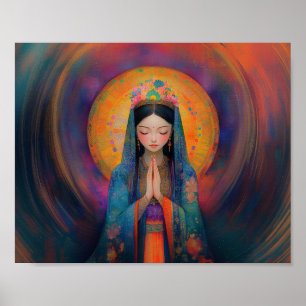 Buddhist Goddess Quan Yin Abstract Vortex Painting Poster