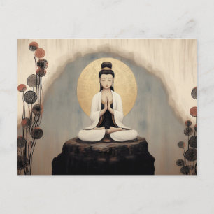Buddhist Goddess Quan Yin Minimalistic Art Postcard