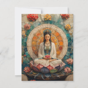 Buddhist Goddess Quan Yin Portrait Painting Art Invitation