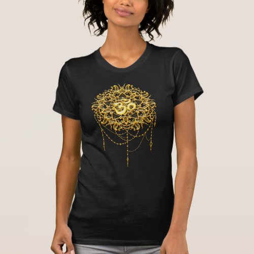Buddhist holy symbol Om in gold T_Shirt