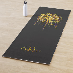 Buddhist Holy Symbol Om In Gold Yoga Mat