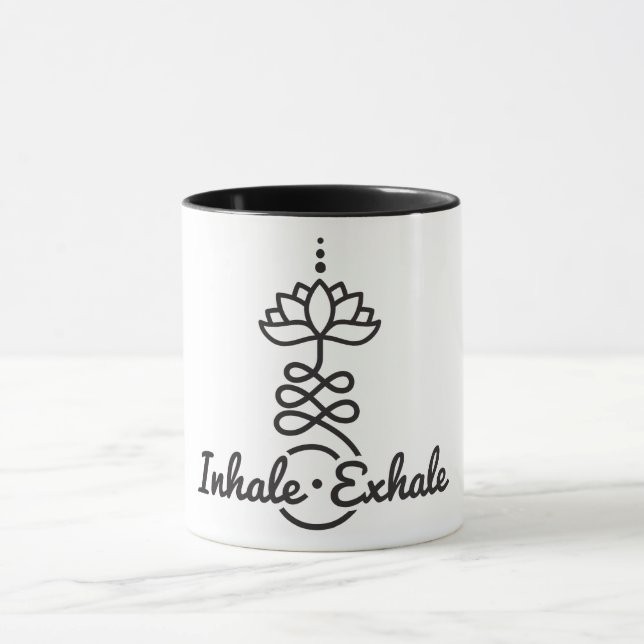 Buddhist Lotus Unalome Symbol/ Inhale-Exhale Mug (Center)