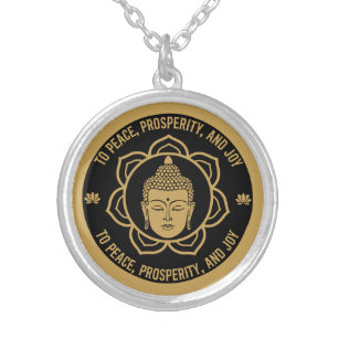 Buddhist Mantra Luck Gift Silver Plated Necklace