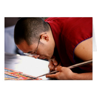 Buddhist Monk Creating Mandala Cards