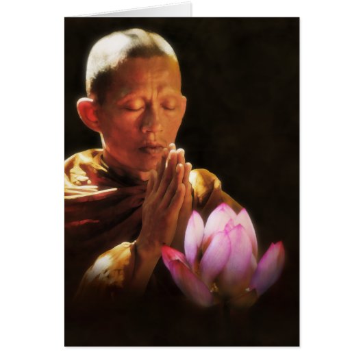Buddhist Monk in Prayer and Lotus Cards (Front)